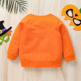 6M-5T Kids Baby Boy Halloween Casual Letters Print Round Neck Sweatshirt