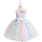 Kid Girls Unicorn Tutu Pastel Rainbow Princess Party Gown Dresses
