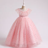 Kid Girl Princess Tulle Star Sequins Flower Teens Formal Wedding Pageant Dresses