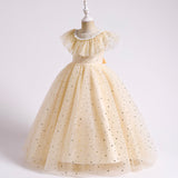 Kid Girl Princess Tulle Star Sequins Flower Teens Formal Wedding Pageant Dresses