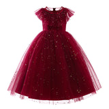 Kid Girl Princess Tulle Star Sequins Flower Teens Formal Wedding Pageant Dresses