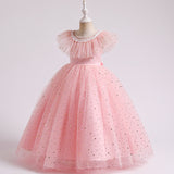 Kid Girl Princess Tulle Star Sequins Flower Teens Formal Wedding Pageant Dresses