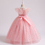 Kid Girl Princess Tulle Star Sequins Flower Teens Formal Wedding Pageant Dresses