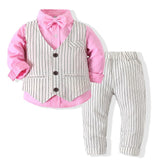 Boy Long-Sleeved Suit Striped Suits Sets 2 Pcs