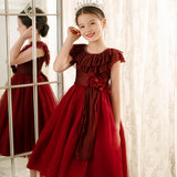 Kid Girl Lace Collar Princess Flower Wedding Formal Elegant Dresses