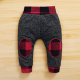 Baby Boys Letter Printed Plaid Long Sleeve Hooded Sets 2 Pcs