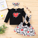 Toddler Girls Love Heart-shaped Valentine Outfits 2 Pcs Sets