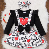 Toddler Girls Love Heart-shaped Valentine Outfits 2 Pcs Sets