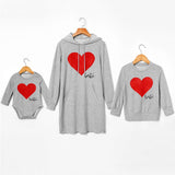 Family Matching Mother Kids Love Hoodies Shirts Tops