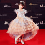 Kid Girls Princess Appliques Embroidery Sequined Ball Gown Dresses