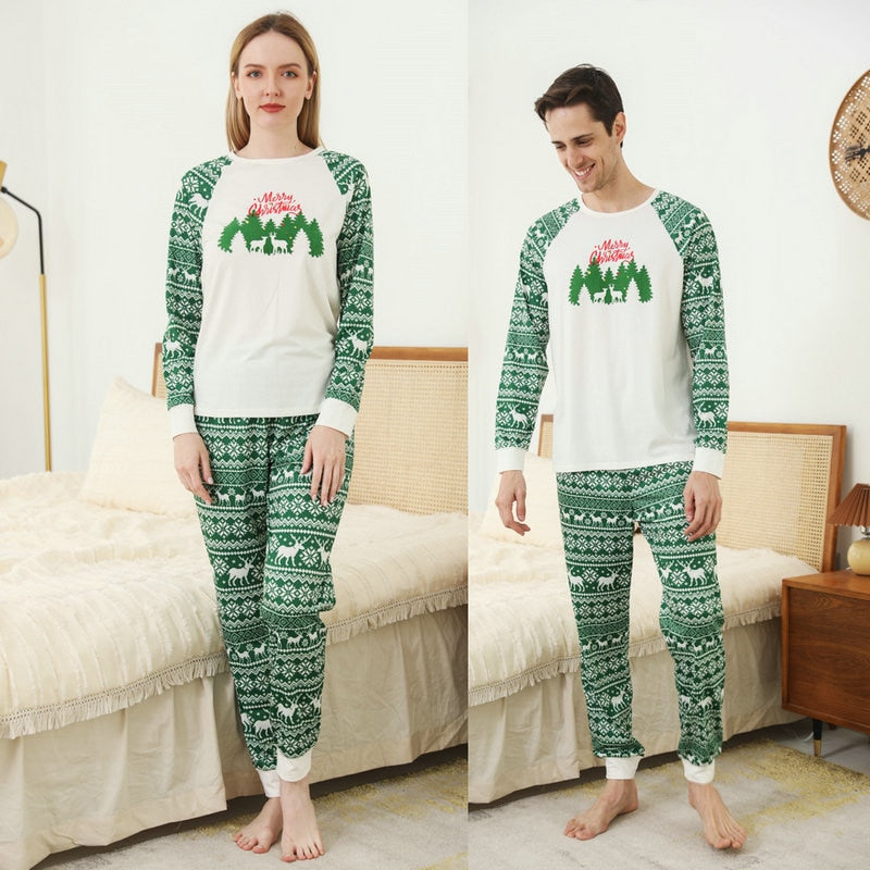 Family Matching Merry Christmas Tree Printed Pajamas Sleepwear