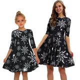 Mom And Daughter Christmas Dress Family Matching Parent-child Printed Dress