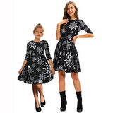 Mom And Daughter Christmas Dress Family Matching Parent-child Printed Dress