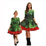 Mom And Daughter Christmas Dress Family Matching Parent-child Printed Dress