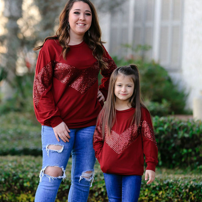 Family Matching Long Sleeve Mom Daughter Christmas T shirt Tops