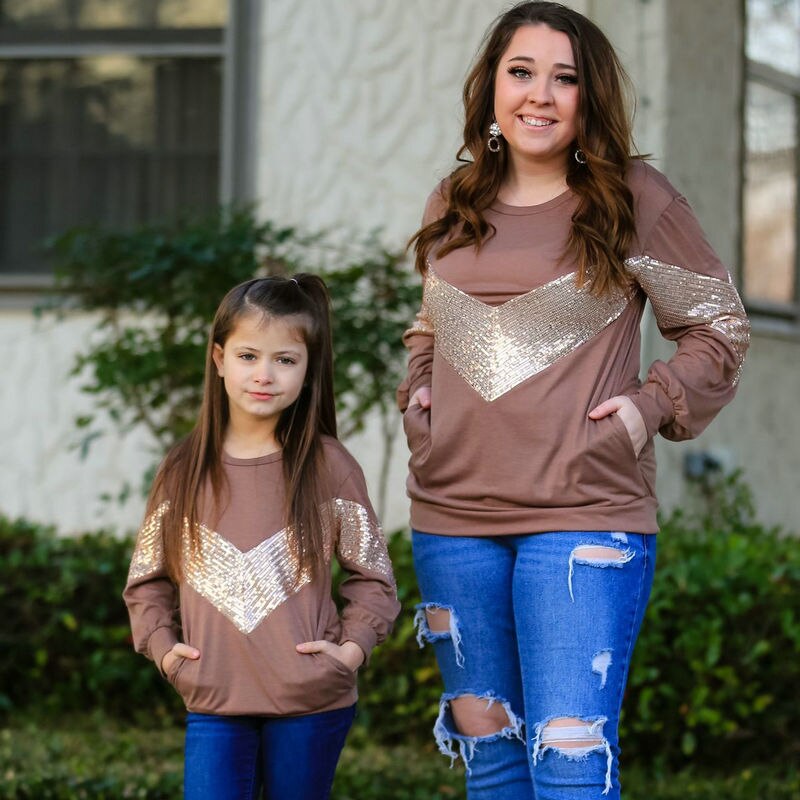 Family Matching Long Sleeve Mom Daughter Christmas T shirt Tops