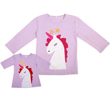 Mother & Daughter Cartoon Horse Matching Girls Cotton Dresses