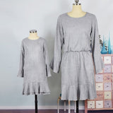 Mother Daughter Family Matching Long Flare Sleeve Mini Dress