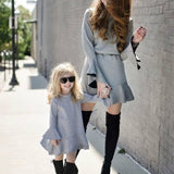 Mother Daughter Family Matching Long Flare Sleeve Mini Dress