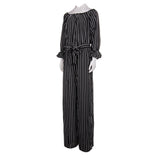 Family Matching Mother Daughter Off Shoulder Long Sleeve Striped Dress