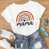 Family Matching Mother and Daughter Short Sleeve Letter Printed T-shirt Casual Tops