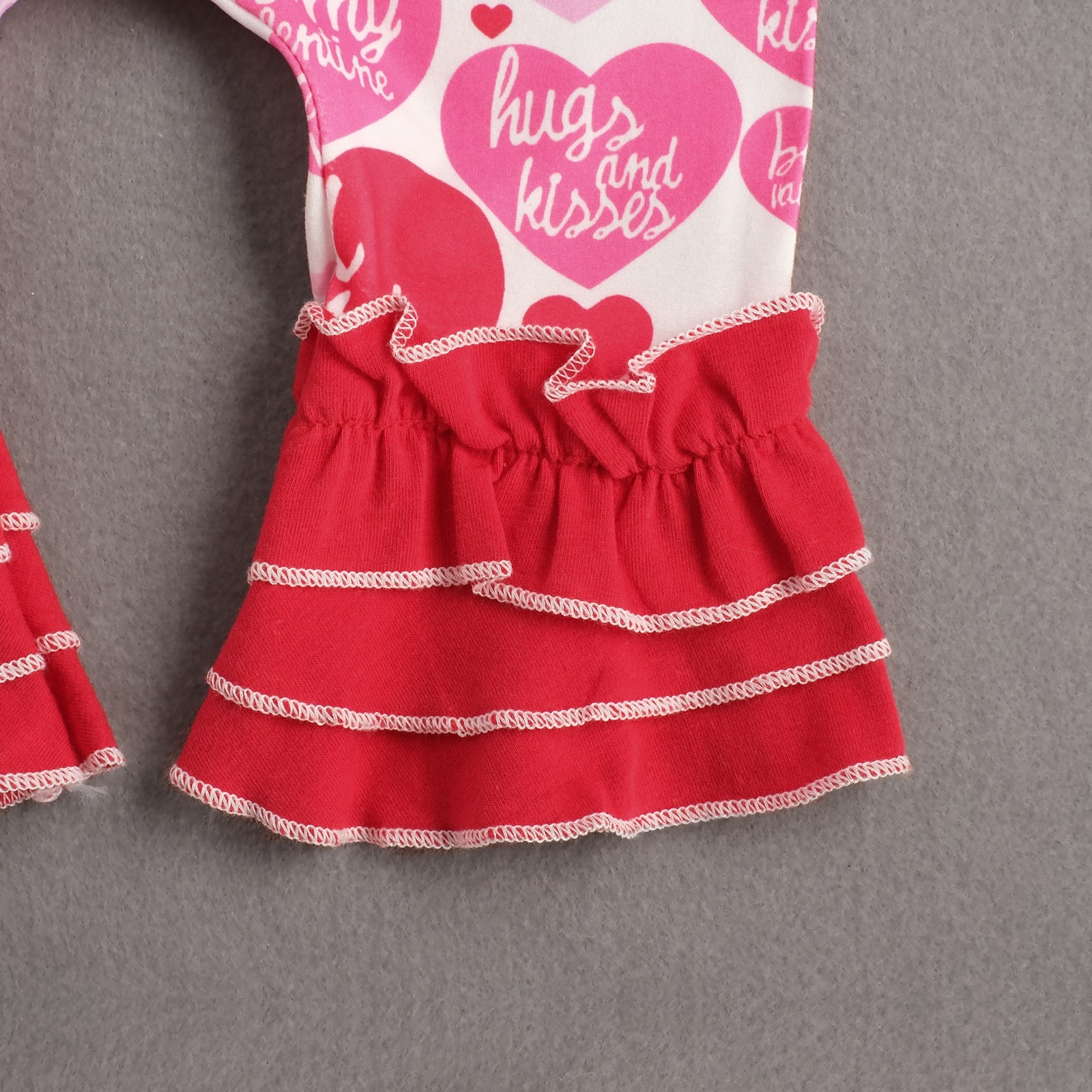 Newborn Baby Girls My First Valentine Day 4pcs Ruffle Bow Tie Outfits Set