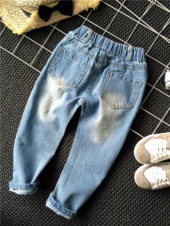 Kids Boy Girl Jeans Hole Denim Pant Trousers Pants for 1-7 Years