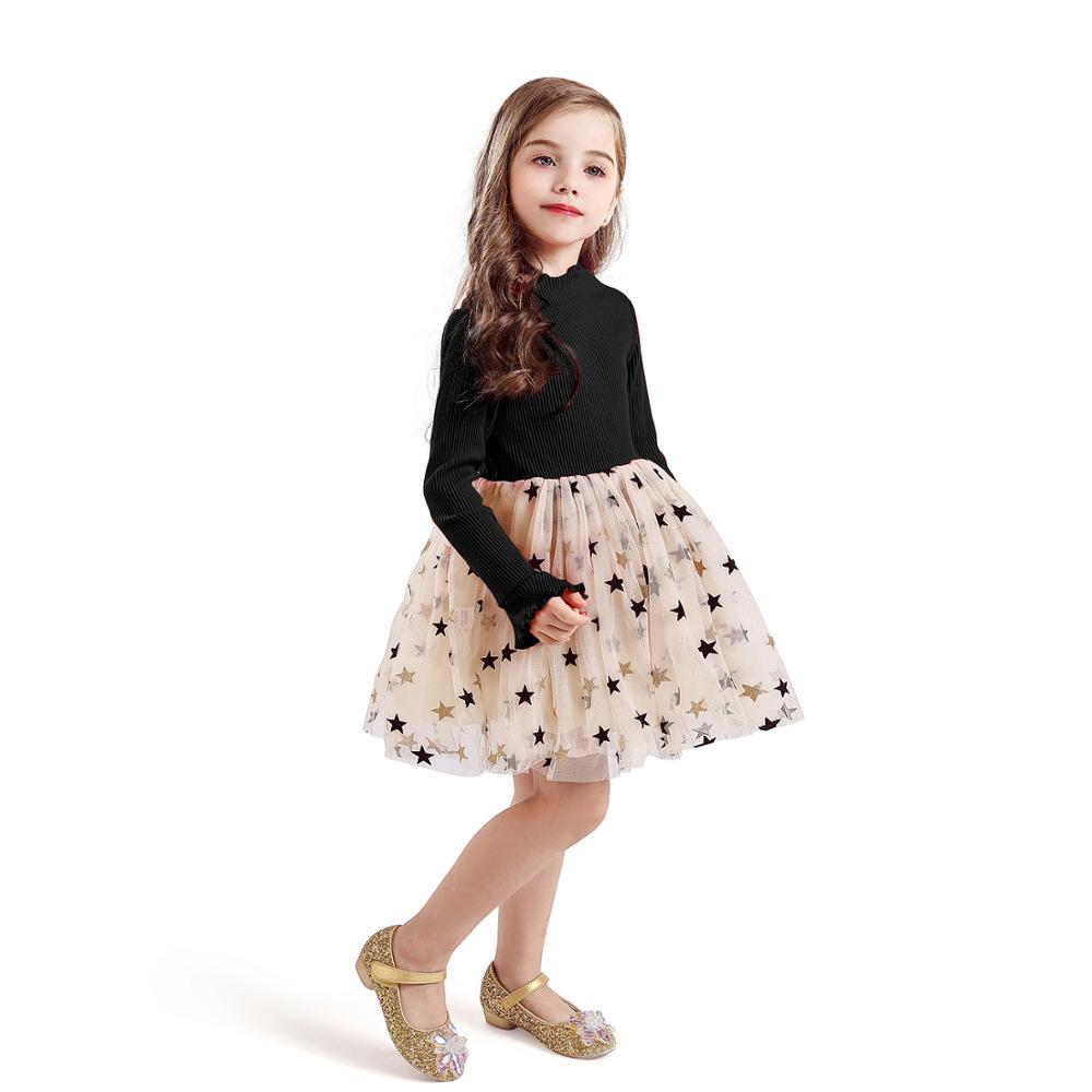 Girls Dresses Holiday Casual Knitted Mesh Tutu Dresses 2-8 Years