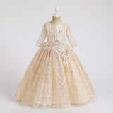 Girls Party Wedding Lace Embroidery Princess Formal Dresses 3-12 Years
