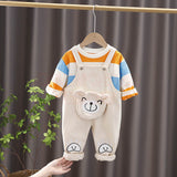 Kid Baby Boys Girls Cute Cartoon Long-sleeved Bib 2 Pcs Sets