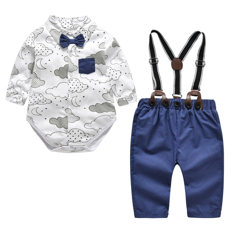 Baby Boy Formal Set Cotton Bow Gentleman Outfit 2 Pcs