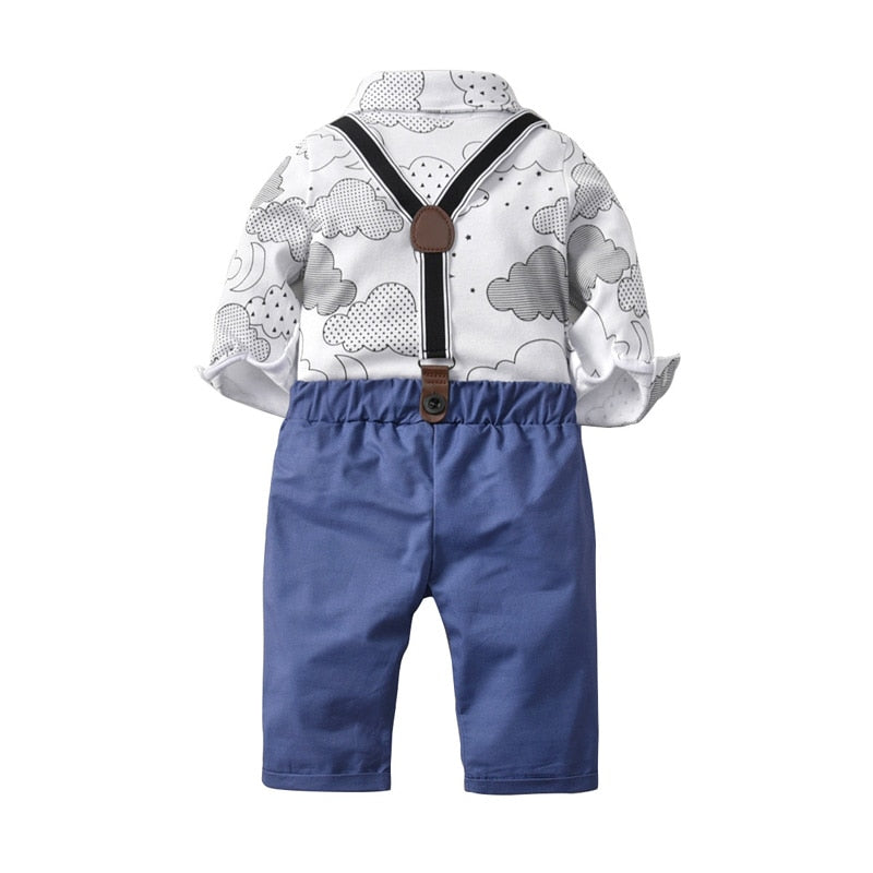 Baby Boy Formal Set Cotton Bow Gentleman Outfit 2 Pcs