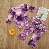 Baby Girls Clothes Set Autumn Long Sleeve Tie Dye Color Romper Outfits 0-18M