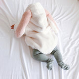 Infant Baby Girl Warm Thick Fleece Hooded Bodysuit Romper