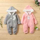 Baby Girls Winter Warm Jumpsuit Thick Romper Outfits Soft Zipper Pockets
