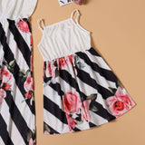 Family Matching Mother Daughter Halter Hawaiian Vacation Striped Dresses