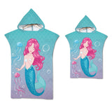 Mermaid Hooded Microfiber Fabric Beach Towel Bathrobe Pajamas for Adult Kid
