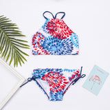 Kid Girls Swimsuit Split Water Drop Print Bikini