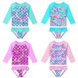 Kid Girls Separate Swimsuit Long-sleeved Bikini Mermaid Swimwear