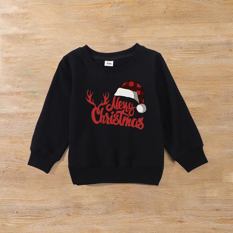 Family Matching Christmas Round Neck Warm Long Sleeved Shirts