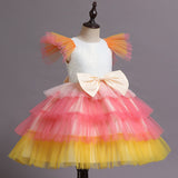 Kid Baby Girl Bow-tie Sequins Gauze Cake Dresses