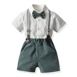 Kid Baby Boy Suit Short Sleeve Multi-color Strap Summer 2 Pcs Sets