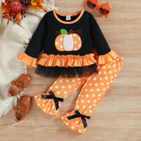 Kid Baby Girl Halloween Autumn Pumpkin Patch Poppy 2 Pcs Sets
