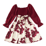 Kid Girl Spring Autumn Long Sleeve Printed Flower Dresses