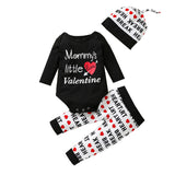 Baby Girl Boy Valentine Letter Printed Love 3 Pcs Sets