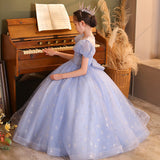 Kid Girl Flower Girl Piano Performance Princess Dress