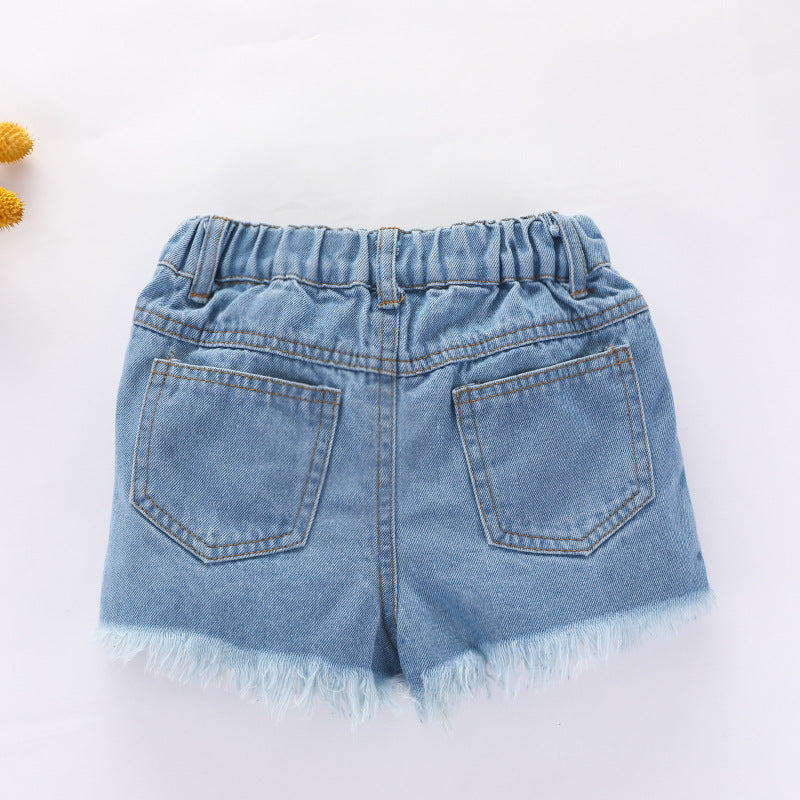 Kid Baby Girl Summer Short Sleeve 2pcs/ Set Multi Color Short Jeans 2 Pcs Sets