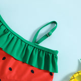 Kid Baby Girls Summer Suspender Swimsuit Watermelon Split Bikini