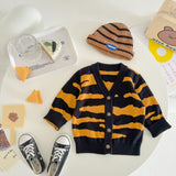 Baby Boy Knitted Striped Cardigan Zebra Print Sweater