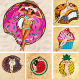Kid Adults Bikini Beach Donut Cover Up Pareos Beach Sarongs Mats Swimsuits Pajamas